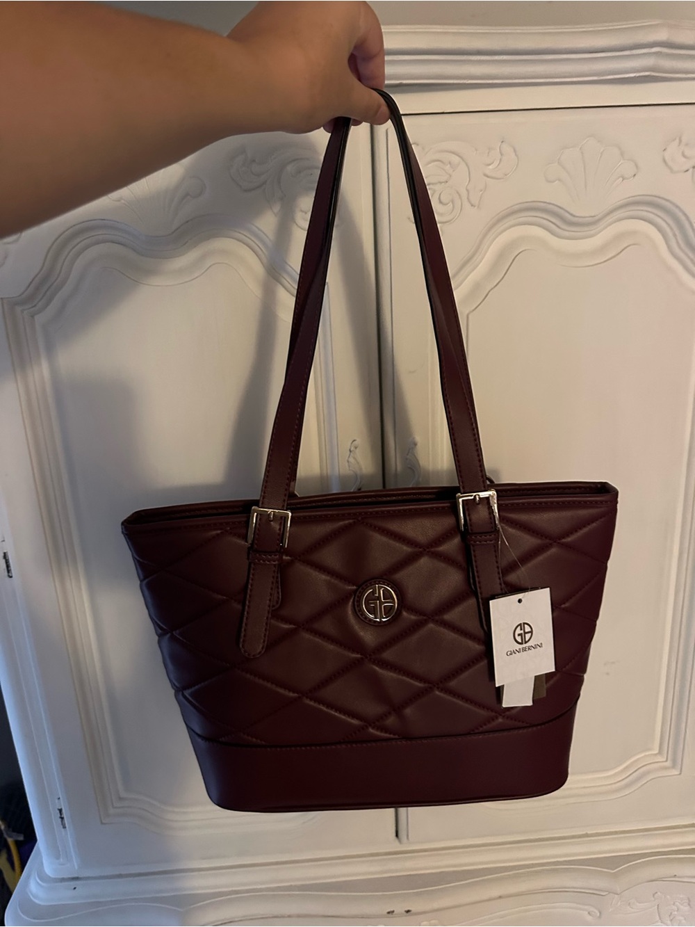 Gianni Bernini Quilted Tulip Tote Bag Trophy Red